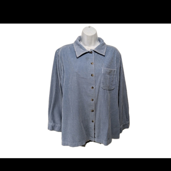 L.L. Bean Tops - LL Bean Wide Whale Corduroy Shirt Jacket Shacket L Blue Outdoor Winter #2300